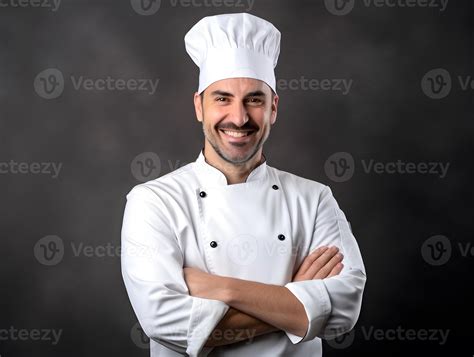 Ai Generated Portrait Of Handsome Male Chef With Crossed Arm In Studio