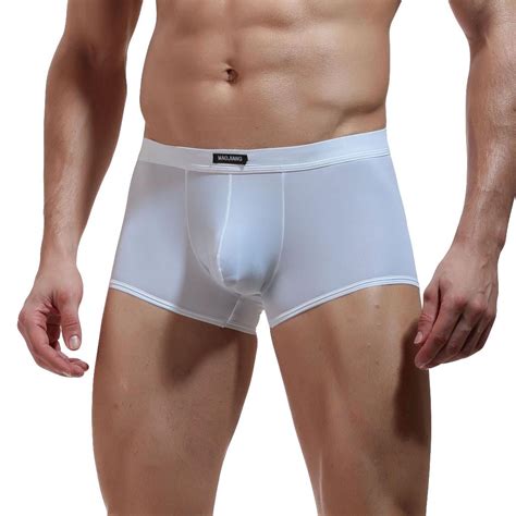 Buy Men S Sexy Underpants Pure Color Breathable Patchwork Ice Silk