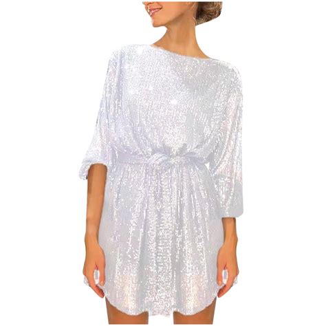 Chiccall Womens Sparkle Glitzy Glam Sequin Long Sleeve Flapper Wedding