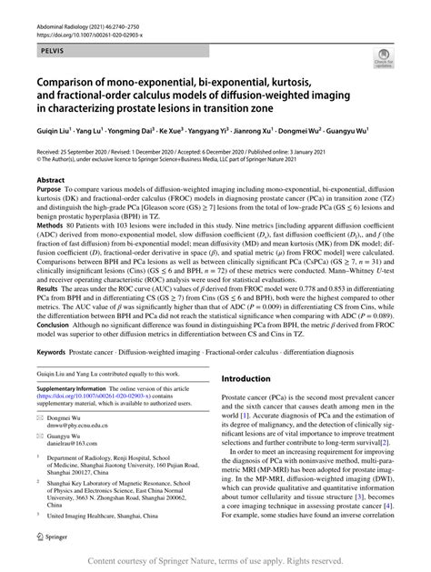 Comparison Of Mono Exponential Bi Exponential Kurtosis And