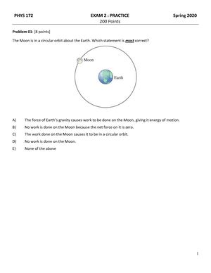 Phys S Exam Practice Solutions Problem Points A