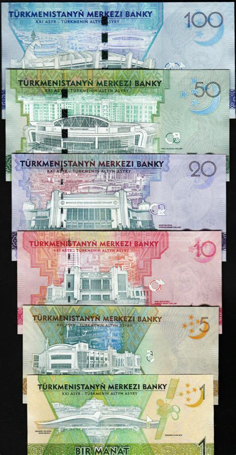 Turkmenistan 6 Pcs SET 1 5 10 20 50 100 Manat 2017 UNC Comm P 36 37 38