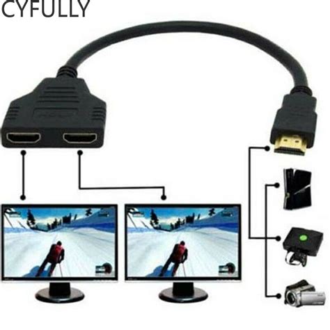 HDMI Divisor Adaptador 1 Entrada Macho para 2 Saídas Porta Fêmea Cabo