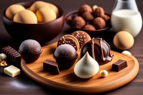 Premium Photo Dark Milk And White Chocolate Candies Pralines Truffles