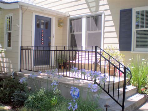 Black Aluminum Front Porch Railing Red Brick House — Randolph Indoor ...