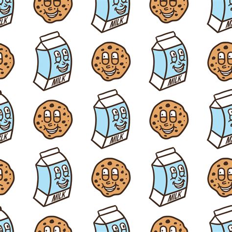 seamless pattern milk and cookies character 4924485 Vector Art at Vecteezy