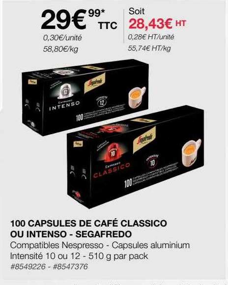 Promo Capsules De Caf Classico Ou Intenso Segafredo Chez Costco