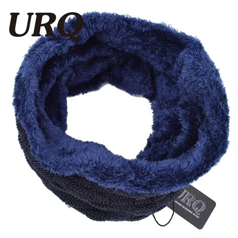 [urq] Knit Neck Warmer For Men Women Thick Cable Knit Loop Scarf Fur Lined By Urq Knit Neck