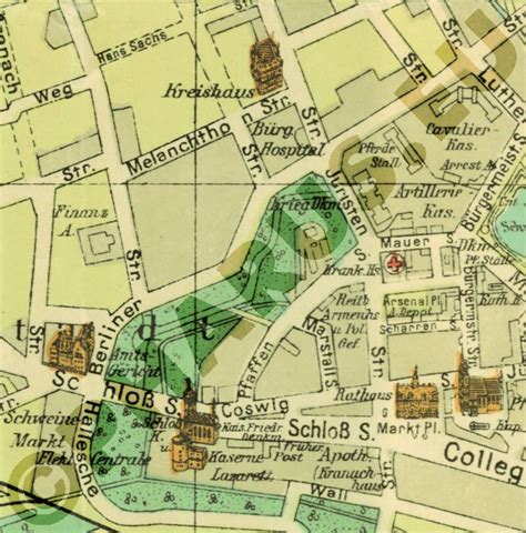 Pharus Pharus Historischer Stadtplan Wittenberg 1920