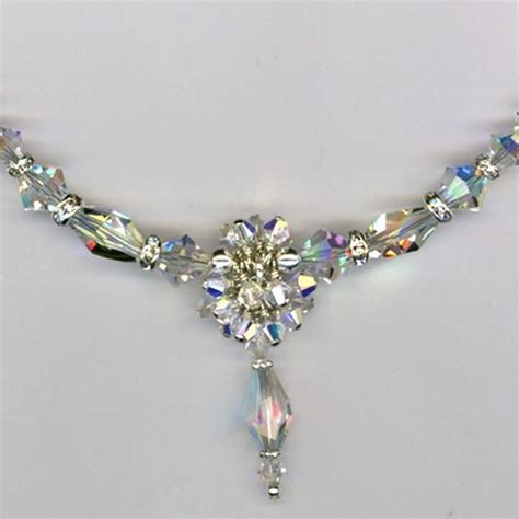 Hand Crafted Custom Swarovski Crystal Beaded Bridal Necklace By Mp