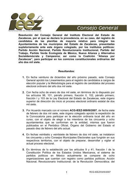 Rcgieez Iii Instituto Electoral Del Estado De Zacatecas