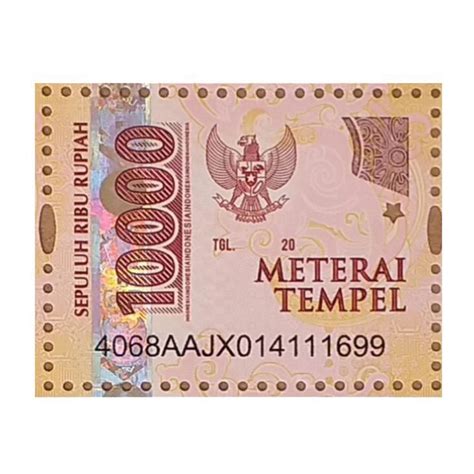 Jual Materai Tempel 10000 / Meterai 10.000 / 10rb / 10ribu/ 10k ...