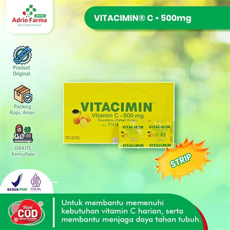 Jual VITACIMIN VITAMIN C 500mg STRIP 2 Tablet Hisap Sumber