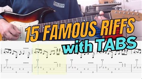 15 Famous Guitar Riffs With Tabs Youtube