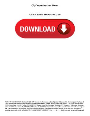 Fillable Online Form Of Nomination See Rule Iii Gpf Account No