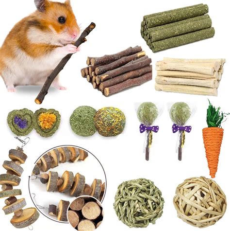 Camiter 31pcs Hamster Chew Toys Rabbit Accessories Natural Apple Wood