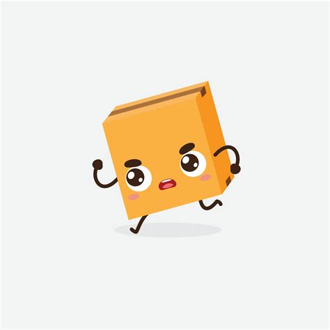 Cardboard Box Mascot Character Vector Illustration Box Character