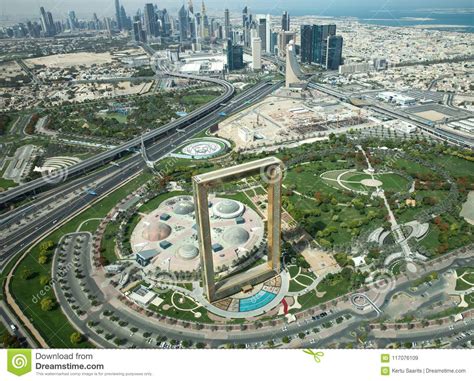 View of Dubai Frame in Front of Dubai Downtown. Editorial Stock Image ...