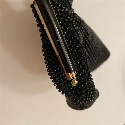 Lumered Bags Vintage Cordebead Black Beaded Evening Bag By Lumured