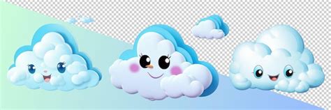 Миленькое мультфильмное облако 3D Изолированные прозрачные фоновые ...