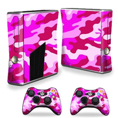 Skin Decal Wrap Cover for Xbox 360 S Slim + 2 controllers Pink Camo ...