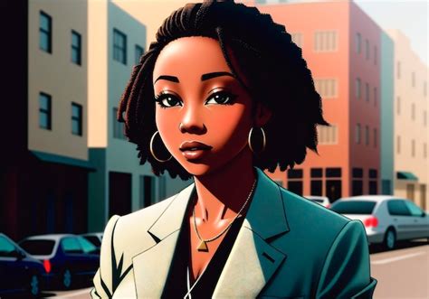 Premium Ai Image Portrait Of A Beautiful Young African American Business Woman Outdoors