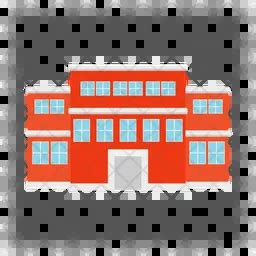 Red school building Icon - Download in Flat Style