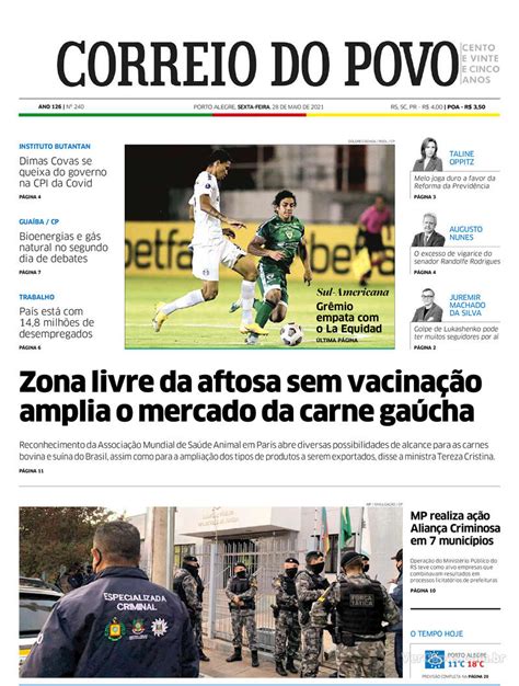 Capa Correio Do Povo Edi O Sexta De Maio De