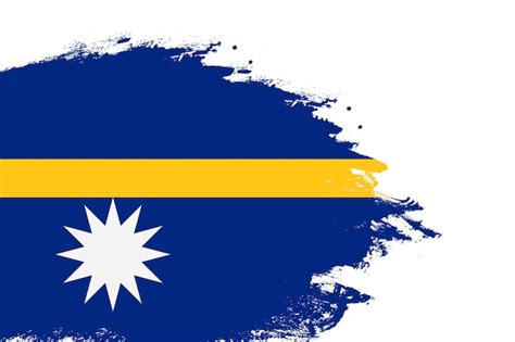 Bandeira De Nauru Em Um Pincel Manchado Pintado Fundo Branco Isolado