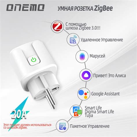 Умная Zigbee розетка, голосовое управление Yandex Алиса, 20А, с ...