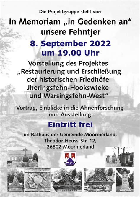 Projektgruppe Historische Friedh Fe Gemeinde Moormerland