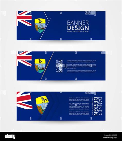 Set Of Three Horizontal Banners With Flag Of Saint Helena Web Banner