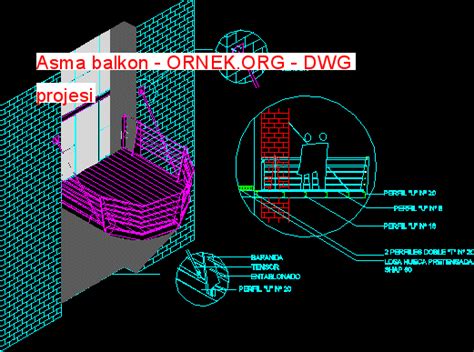 Proje Sitesi Asma Balkon Autocad Projesi