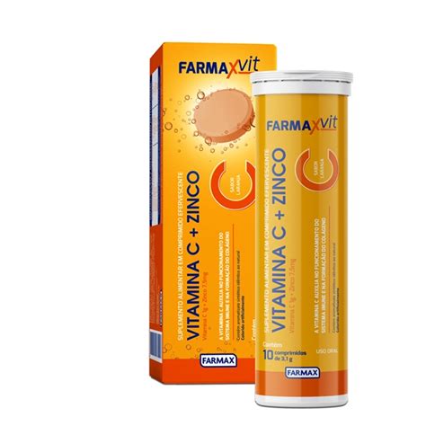 Vitamina C Zinco Efervescente C 10 Comprimido Farmax Material Med