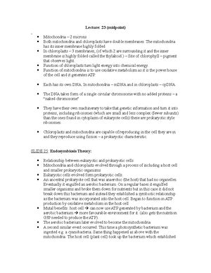 Cell Bio Lecture 1 Summary Cell Biology Cell Bio Lecture 19