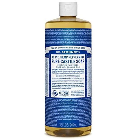 Dr Bronners 18 In 1 Organic Liquid Peppermint Pure Castile Soap 32oz