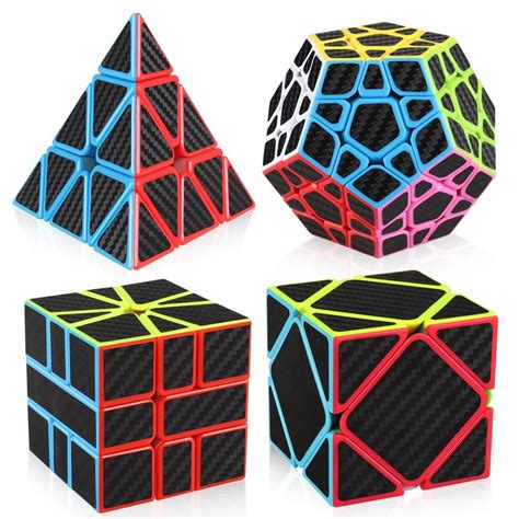 D FantiX Z Cube Carbon Fiber Speed Cube Bundle Pyramid Megaminx 3x3 Sk