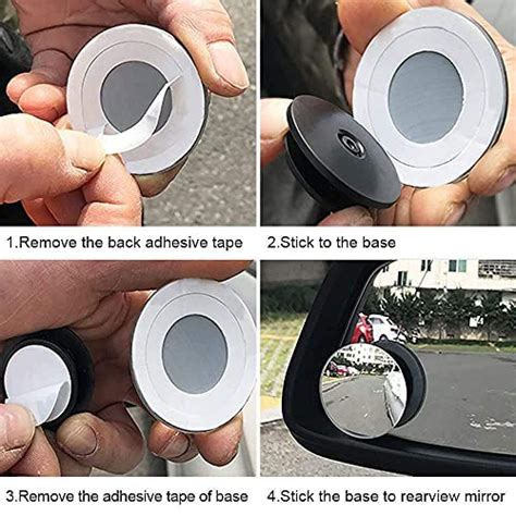 Blind Spot Mirror Amfor Hd Glass Convex Lens Frameless Adjustable