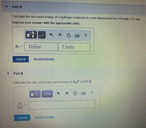 Solved Part A Calculate The Zero Point Energy Of A Hydrogen Chegg