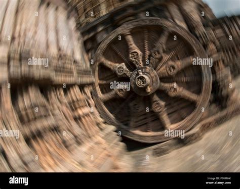 The Image Of Wheel Of Chariot In Motion At Konark Sun Temple In Odisha