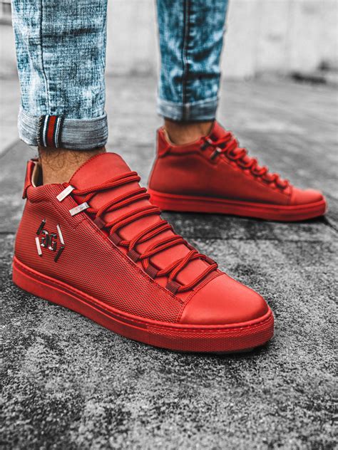 Baskets Montantes Homme Rouge Ozonee G Ozonee