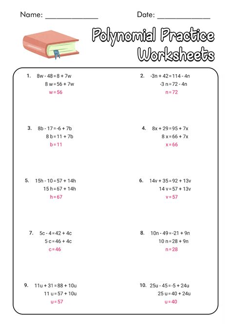 Factoring Polynomials Practice Worksheet And Answers Free Pdf At