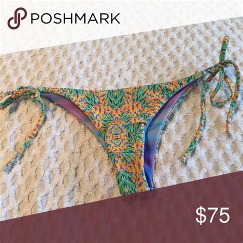 Moana Bikini Bottoms Pineapple Pattern Reversible With Swirly Purple