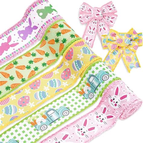 Amazon Whaline 30 Yards Easter Wired Edge Ribbon Easter Rabbit