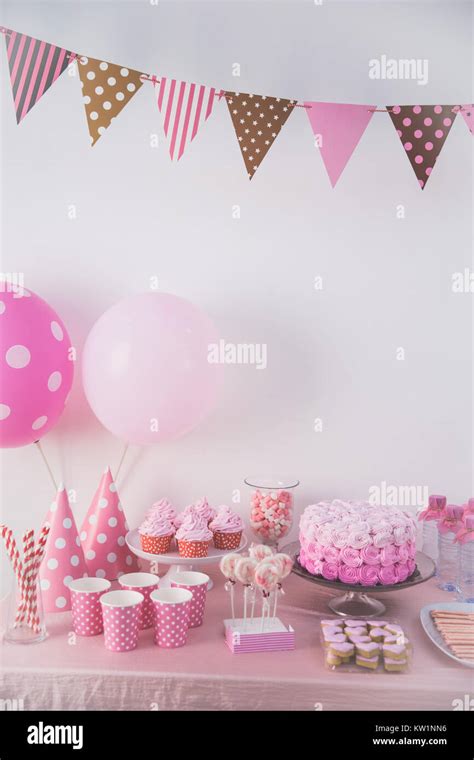 sweet corner of a birthday party Stock Photo - Alamy