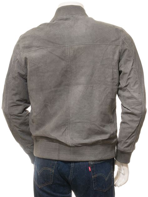 Mens Grey Suede Bomber Jacket Sidford Men Caine