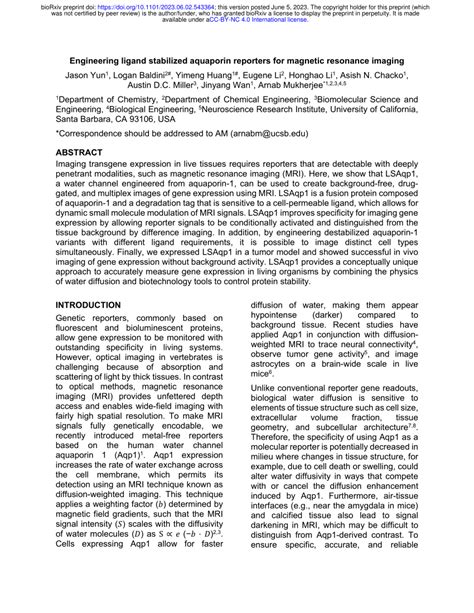 Pdf Engineering Ligand Stabilized Aquaporin Reporters For Magnetic