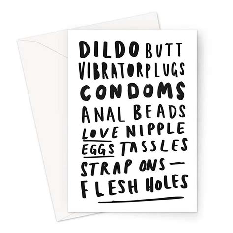 Sex Toy Word Art Greeting Card Funny Rude Dildo Vibrator Butt Plug