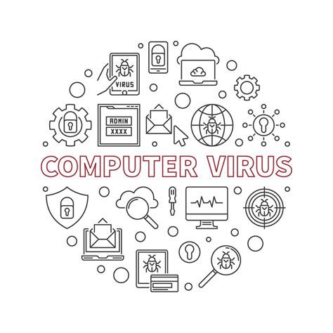 Computer Virus vector round concept outline illustration 13335676 ...