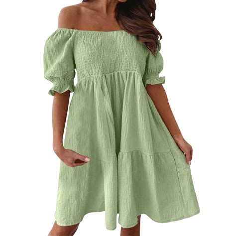 Prolriy Spring Summer Dresses For Women 2024 Women Off Shoulder Summer